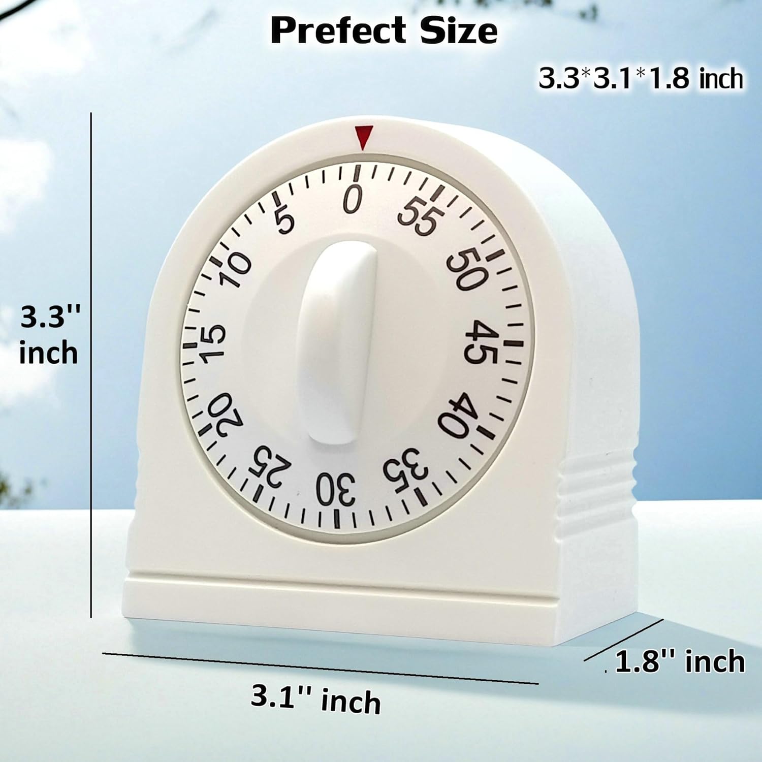 60 Minute Wind Up Timer, Visual Mechanical Timer with Loud Alarm, Manual Countdown Timers for Classroom, Home, Study and Cooking (White)